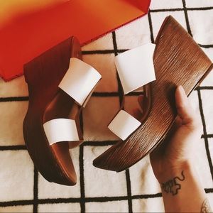 New Italian Shoemakers White Bandage Wedges